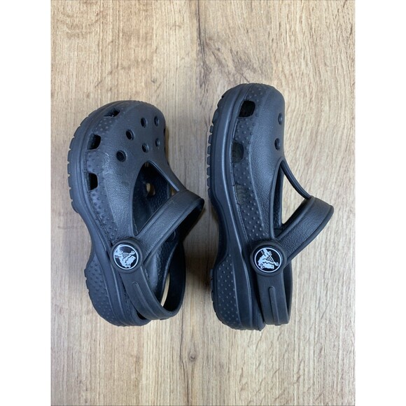 Crocs Classic Kid's US 1 Clogs Black Ankle Strap Round Toe Comfort Slip On Shoes - Picture 10 of 16